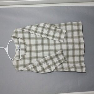 Emily Daniels Long Sleeve WomensTop XL White And Brown.